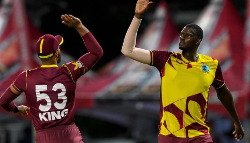 West Indies beat England 3-2 in the fifth T20I, with local hero Jason Holder taking five wickets.