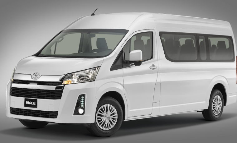 Toyota hiace capacity of 9 people with suitcases year 2023